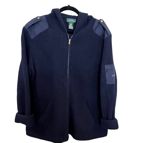 Lauren Ralph Lauren Sweaters - Lauren Ralph Lauren Sweater Women's XL Navy Blue Military Cotton Half Zip Ribbed